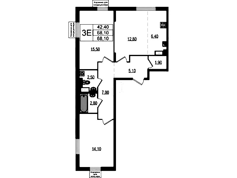 2-комнатная квартира 68.1 м², 2/7 эт., ЖК «Курортный квартал»